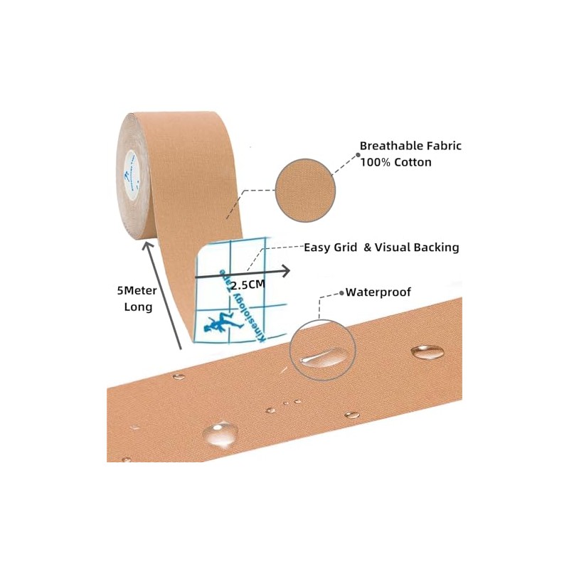 ANAMPION Kinesiology Tape 3Rolls(2.5CM, Black)