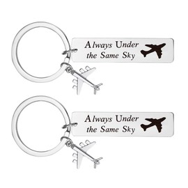 Long Distance Relationship Gifts for Him Her Girlfriend Boyfriend Birthday Christmas Gifts for Couples Keyrings Gifts for Husband Wife Gifts for Women Men Always Under the Same Sky Keyring 2pcs