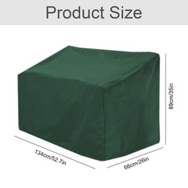 Protective Cover for Garden Bench Cover, Waterproof - 2-Seater Bench Cover, Garden Bench Cover, Waterproof, Windproof, UV-Resistant, 210D Polyester Oxford Fabric, 134 x 66 x 89 cm (Green)