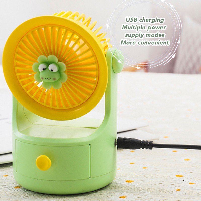 Desk Fan USB Charging Adjustable Angle Cute Portable Multifunction Air