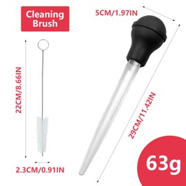 2 Pcs Turkey Baster, Baster for Cooking, Turkey Oil Dropper with Brush, Turkey Baster for Cooking, Cooking Turkey Injector Long Turkey Baster for Oiling and Marinating Turkey Beef Pork Fish (Black)