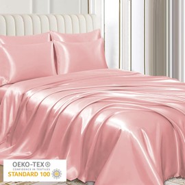 Pamposh Silk Satin Pillowcase for Hair and Skin - Pillow Cases Standard 2 Pack - Coral Standard Size Pillowcases 2 Pack with Envelope Closure (Coral, Standard (20" x 26"))