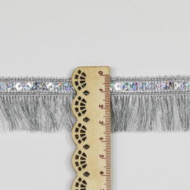 10 Yards 3.5cm/1.38inch Wide,Silver Sewing Fringe Trim,Fringe Tassel for Skirt Wedding Dress Lamp Shade Decoration(Silver)