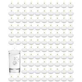 Treela 80 Pcs 1.73 Inch White Unscented Floating Candles, Dripless Tealight Candles Home Decorations, Cute and Elegant Burning Candles for Wedding Vases Centerpieces Party Accessories