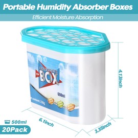 LemonRoad 20 Pack Disposable Moisture Absorbers, 20 oz Moisture Absorber & Odor Remover Compact Dehumidifier for Closet, Portable Humidity Absorber Boxes Dehumidifier for Closet Odor