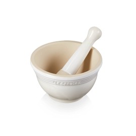 Le Creuset Mortar and Pestle, Stoneware, 11.5 cm, 360 g, 300 ml, Meringue, 81209307160003