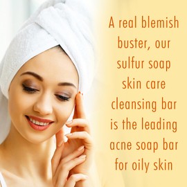 Cleansing 10% Sulfur Soap Bar for Face & Body – Natural Shine Control Facial Cleanser for Acne, Oily Skin – Made in USA Healing Skincare Wash with Lemongrass, Tea Tree Oil, Vitamin E, Coconut Milk