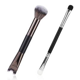 2pcs Nose Contour Brush, 2-in-1 Dual End U-Shape Soft Makeup Nose Shadow Eye Shadow Brush for Highlighting Defining Blending