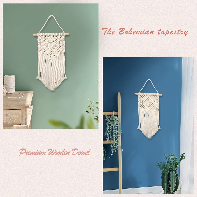 Bailinks Macrame Wall Hanging, Handmade Woven Tapestry, Boho Chic Wall