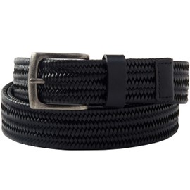 KingSize Men's Stretch Leather Braided Belt - 5XL, Black