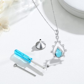 REDSUN Urn Necklace for Ashes 925 Sterling Silver Drop Urn Necklace for Ashes Cremation Chain Keepsake Ash Jewellery for Women Unisex, Sterling Silver