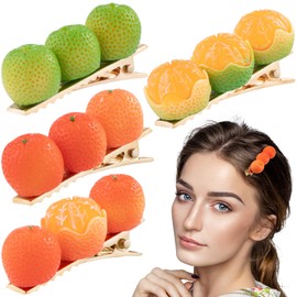 Nuorest 4 PCS Cute Orange Hair Clips, Resin Orange Hair Barrettes, Fruit Hair Alligator Clip, Orange Hair Accessories for Women Girls for Christmas, Parties, Gifts -Orange, Green