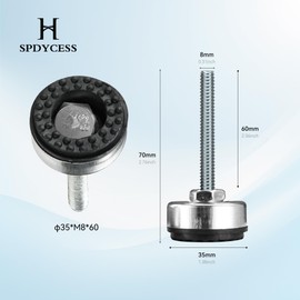 SPDYCESS Pack of 4 Heavy Duty Machine Foot, M8 x 60 mm x Diameter 35 mm, Adjustable Feet, Galvanised Furniture Feet, Levelling Feet for Furniture, Appliances and Equipment