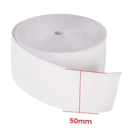 Trimming Shop 50mm (2 Inch) Wide Flat Elastic Band, Stretchable Waistband Tape Elastic Cord for Sewing Clothing, Garments, Dressmaking, DIY Craft Projects, White, 1 Metre