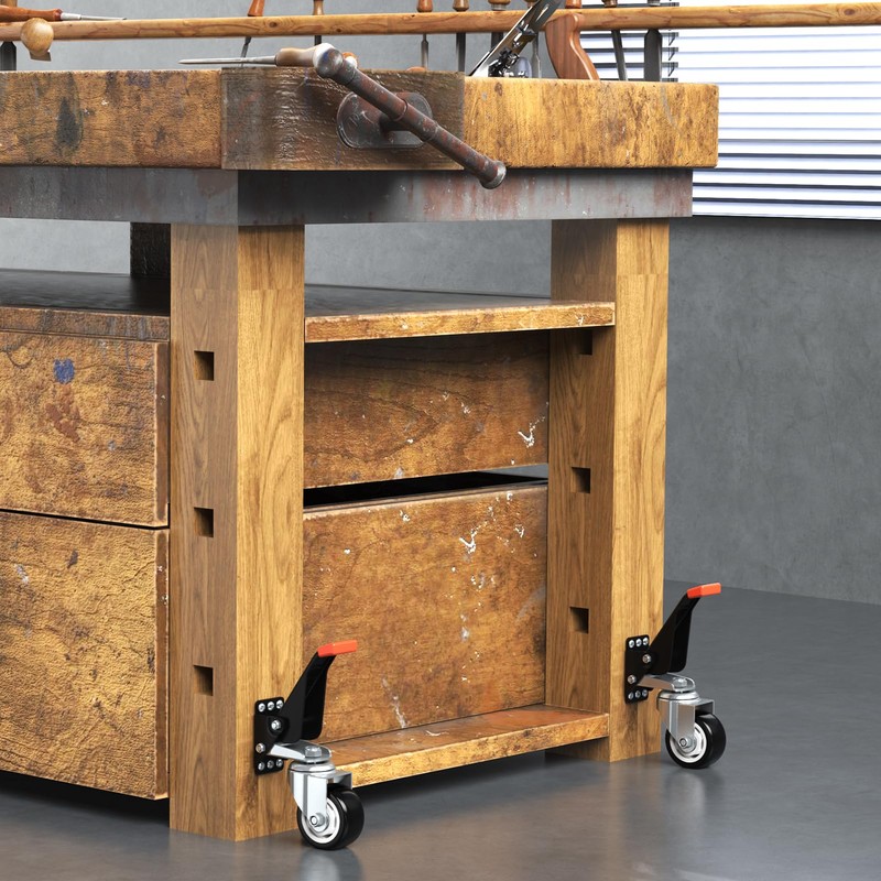 SPACEKEEPER Workbench Casters Kit 880 Lbs - 3 Inch Heavy