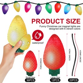 70Pcs Christmas Car Refrigerator Reflective Magnetic Christmas Lights Set,Car Magnets and Decals Christmas Garage Door Funny Magnets Gift for -6 Colorful Magnetic Wires Xmas Holiday Cute Decor(70pcs)