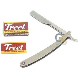 G.S SUPERFLY PROFESSIONAL STRAIGHT EDGE RAZOR WITH 11 SINGLE EDGE BLADES - CLOSE SHAVING MEN'S MANUAL SHAVER SAFETY