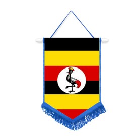 Uganda Africa Car / Wall Pennant With Blue Border Great Souvenir