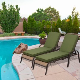 BPS Outdoor Lounger Cushion 72''L x 22''W x 3.5”H Patio Furniture Chair Seat Cushion Olifen Fabric Slipcover Sponge Foam - Set of 2