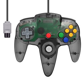 FISUPER N64 Controller, Wired Classic Game Controller Gamepad Joystick for N64 Console (Clear Black)