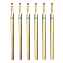 HARFINGTON 6pcs 120-140 Grits Diamond Grinding Bit 1.8mm Cylindrical Ball Head 2.35mm Shank 5mm Length Titanium Plated Stone Sanding Drill Bits Rotary Tool for Nails Grinding Polishing