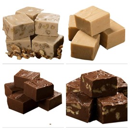 Betsy's Fancy Fudge Artisan Fudge Gift Box-4 Gourmet Flavors (Chocolate, Maple Walnut, Peanut Butter, Chocolate Walnut) 1 LB Handmade Maine Fresh Fudge, Gluten Free Candy