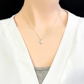 Sterling Silver Heart Necklace – Dainty Love You Most Silver Heart Charm Necklace for Women – Romantic Present for Wife, Girlfriend, Mom Daughter Birthday, Sentimental Jewelry for Her (20 inches)