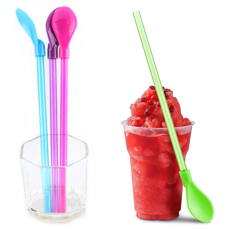 ZZLZX 8 PCS Plastic Straw Spoons Reusable Straw Spoons Detachable