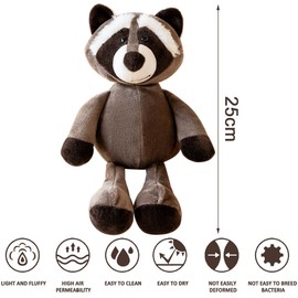 UKKZLVJ Raccoon Cuddly Toy, 25 cm Plush Raccoon, Animal Plush Toy, Raccoon Soft Toy for Girls, Boys and Babies, Fluffy Stuffed Toy for Cuddling, Birthdays, Role Play, Graduation, Anniversaries