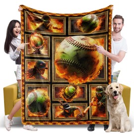 Softball Blanket, Softball Gifts for Women Men, Cozy Fuzzy Soft Throw Blanket for Couch Bed Sofa Travel, Lightweight Plush Flannel Fleece Blankets and Throws Twin Size 60" x 80", No Shed No Pilling