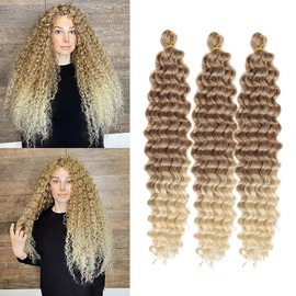 Deep Twist Braid Crochet Hair 22 Inch Braiding Hair For Beauty Synthetic Braids Hair Extension (22 inch, 27/613,3pack)