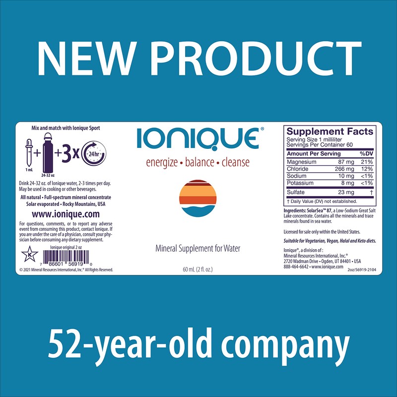 NEW Ionique Mineral Supplement for Water - Magnesium, Trace Mineral