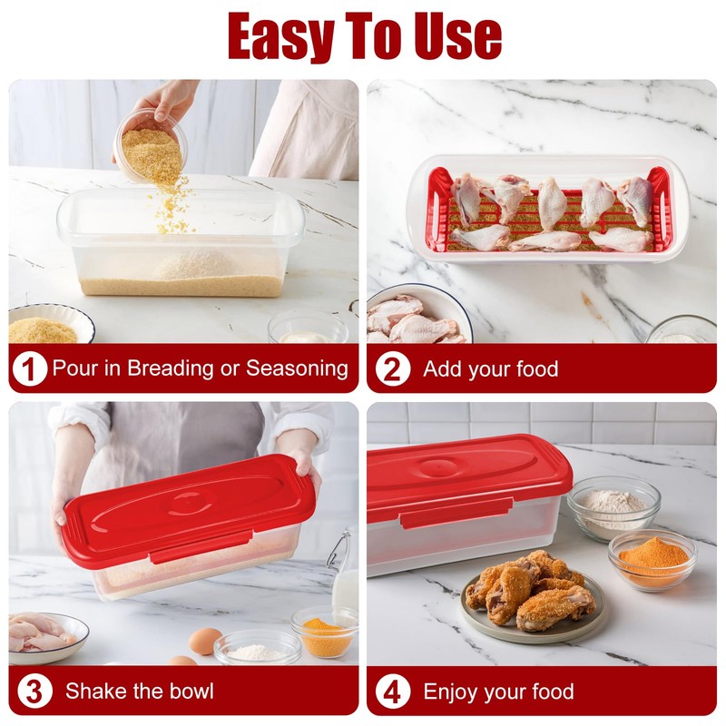 Batter Bowl with Lid, 2-Pack Fish Batter Shaker, Better Breader