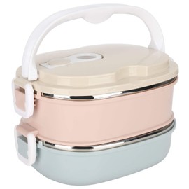 Caja Bento Apilable Con Aislamiento Térmico De Acero Inoxidable, Fiambrera A Prueba De Fugas, La Oficina Contenedores De Alimentos Para Niños Adultos (2 Capas, 1800 Ml)