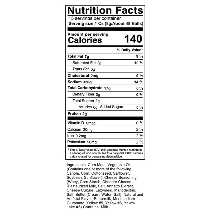 Munch King Snacks Cheese Balls 13 oz. Barrel