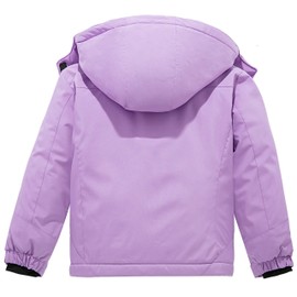Wantdo Girl's Mountain Ski Fleece Jacket Waterproof Winter Warm Raincoats Light Purple 10/12