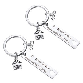 FUNCYboo 2Pcs New Home Keychain, 2025 Adventures Keyrings Stainless Steel New House Keychain Housewarming for New Homeowner Sweet Home Owners