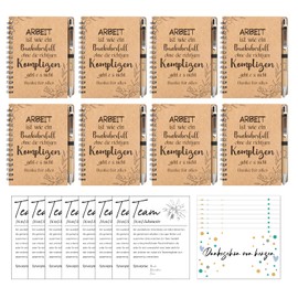 Wzczf Dankeschön Geschenk Für Kollegen A6 Notizblock Team Karten Abschiedskarten Kugelschreiber Mit Gravur Danke Für Alles Spirale Notizblock Kugelschreiber Aus Holz Liniert Abschiedsgeschenk, 8 Sets