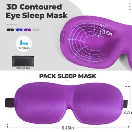 4 Pack Sleep Mask for Women and Men Adjustable Blackout 3D Eye Masks for Sleep, Blindfold with Storage Bag and Earplug for Travel Nap and Night Grey