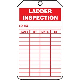 Accuform TRS248PTM RP-Plastic Inspection & Status Record Tag, Legend "Ladder Inspection", 5.75" Length x 3.25" Width x 0.015" Thickness, Red on White (Pack of 5)
