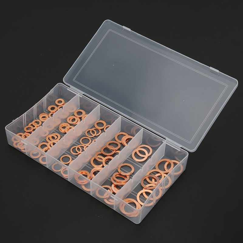 110Pcs Copper Washer Flat Fixing Sealing Fasteners Assortment Kit for