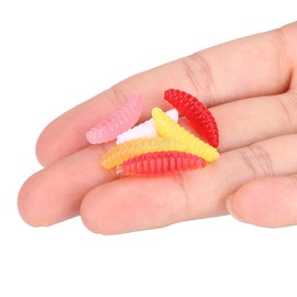 Alomejor Fishing Lure Bait Mini-size Worm Larva Grub Shape Fishing Lures Artificial Baits Maggots Worms Fish Tackle Toy(100pcs/set)