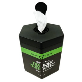 Klean Freak Body Wipes - for Face and Body, No Water, Wipe Away Sweat and Odor, Large Textured, Travel, Gym, Camping and More, 120 Cnt Jug (Tea Tree)