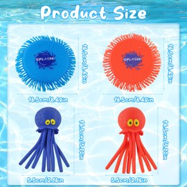 Meanju Water Frisbee, 2 Pieces Water Frisby Soft and 2 Pieces Octo Buddies, Water Animals with Water Bomb Effect, Water Frisbee Splash, Water Toy in Bright Colours, Summer Fun