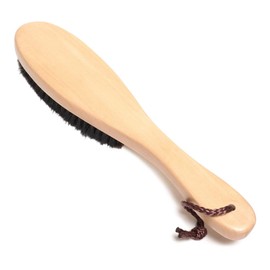 Pig Hair Clothes Brush with Tassel, Natural Wood, Anti-Static, Beige x Brown, Total Length: 9.8 inches (25 cm)