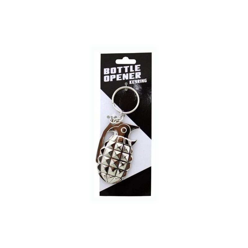 Island Dogs Grenade Bottle Opener Keychain, Silver