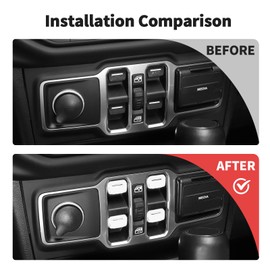 JWWY Window Switch Button Power Window Control Knob Window Control Protection Cover Trim Compatible with 2018-2024+Jeep Wrangler JL JLU Gladiator JT Interior Accessories ABS 4pcs White