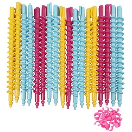 18 Pieces Spiral Hair Perm Sticks Colorful Plastic Long Hairdressing Styling No Heat Curlers for Women and Girls Most Hairstyles (Random Color)