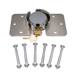 Mytee Products 73mm Hidden Shackle Padlock & Hasp with Keyed Alike 2 Keys - Heavy Duty Solid Steel Hockey Puck Lock Chrome Coating for Enclosed Trailer, Vans, Gates & General Security