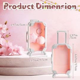 LemonRoad 36 Pcs Mini Suitcase Party Favor Box with Plush Ball Keychains and Hair Clips 6.69 x 3.74 x 1.97 Inches Clear Mini Suitcase Gift Box for Travel Wedding Birthday Party Favors(Pink)